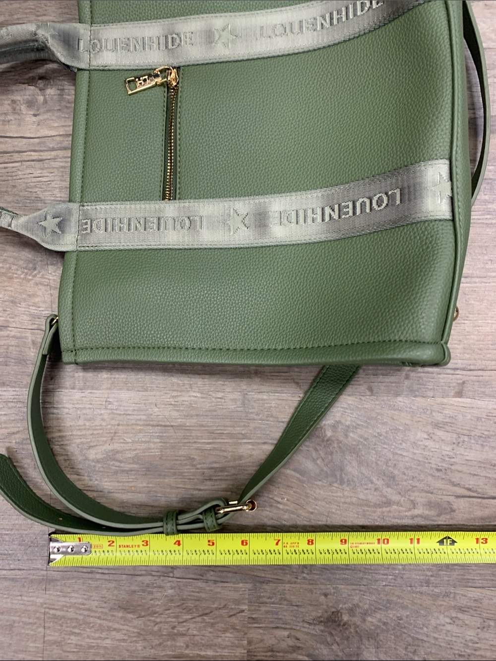 Louenhide Kinley Olive Green Pebbled Tote with Strap - Picture 3 of 5